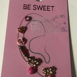 Be Sweet Brand Pink and Gold Heart Earrings